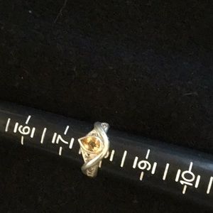 Sterling silver, marcasite, and citrine ring